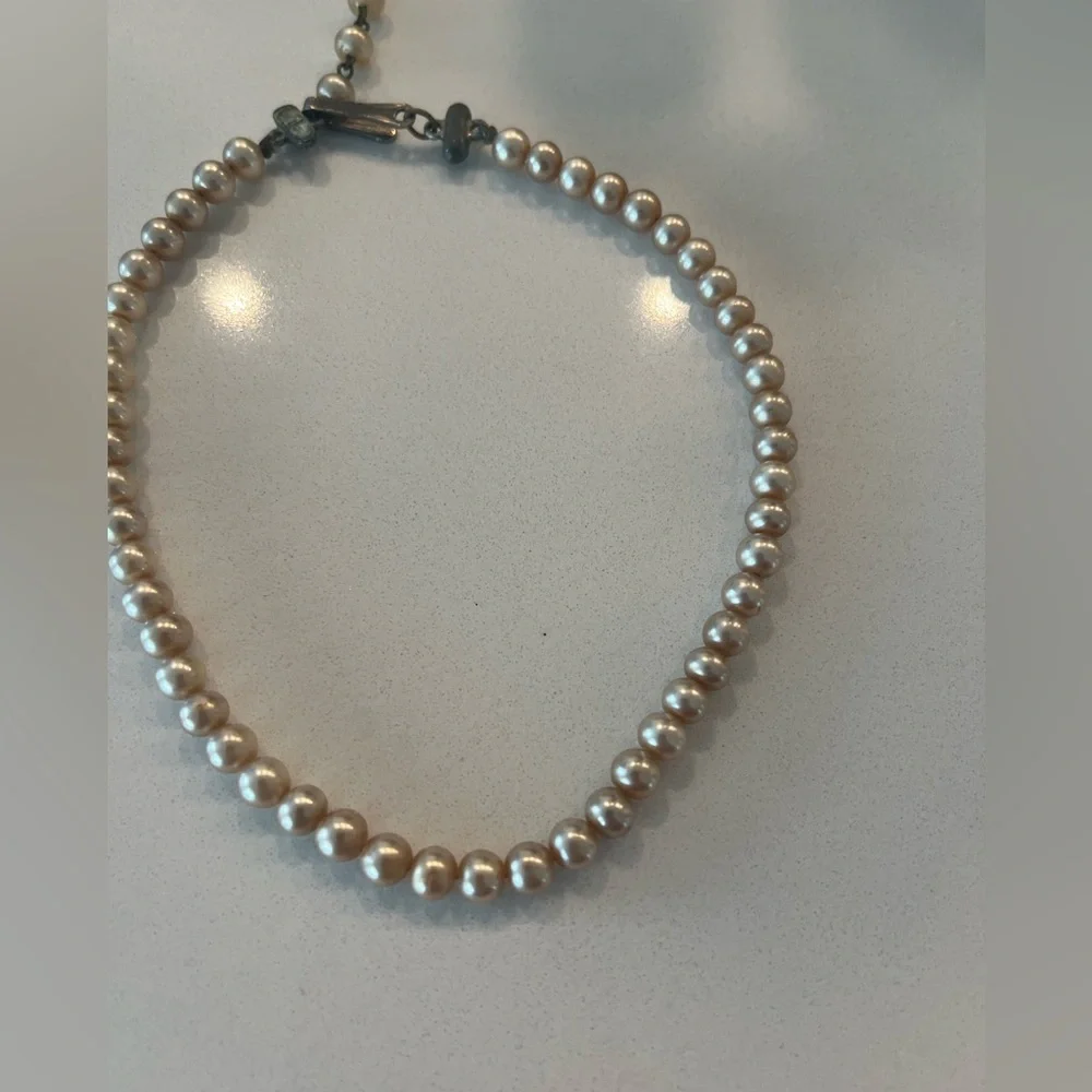 Vintage Faux Pearl Necklace Girls Classic Cream Beaded
